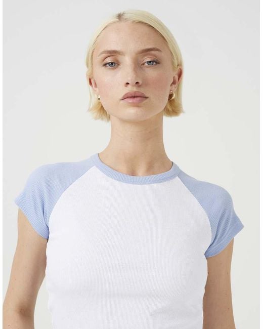 Brave Soul White Contrast Raglan Sleeve Baby Tee