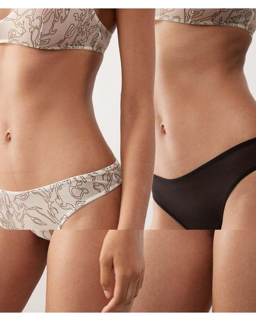 Weekday Black Mesh Lace Lingerie Thong 2-pack