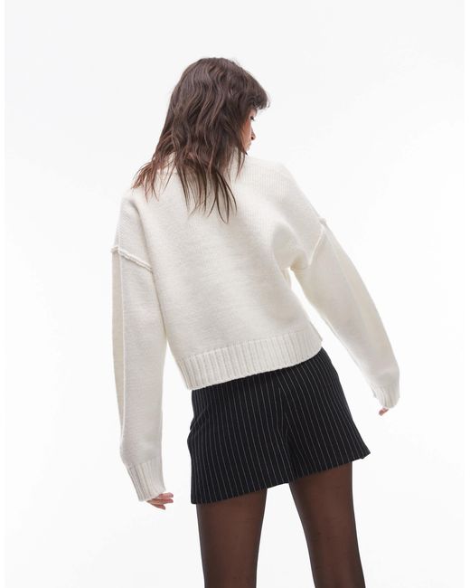 Mango White Pinstripe High-Rise Skort