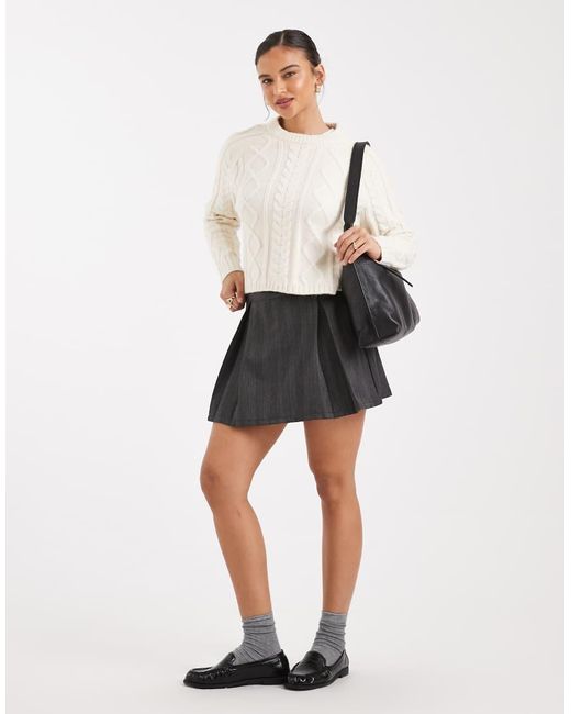 New Look White Raglan Cable Knit Jumper