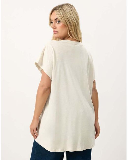 Yours Clothing White Stud Grown On Sleeve T-Shirt