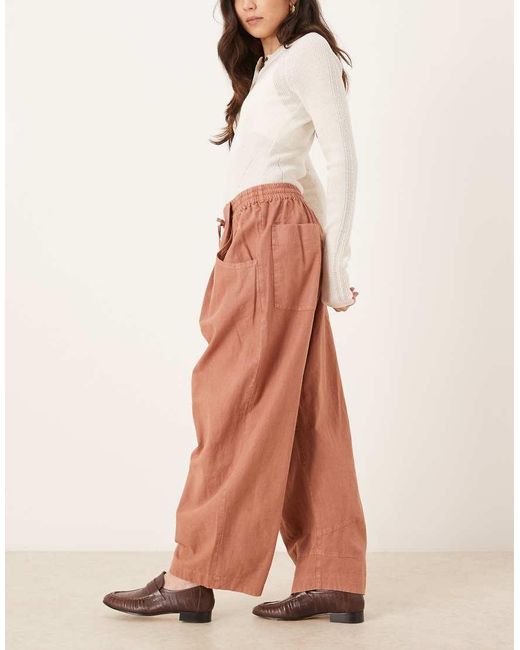 Free People Natural Chambers Laid Back Pull On Trousers