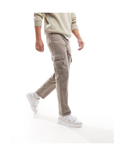 Pantalon cargo à coutures contrastantes - marron clair New Look pour homme en coloris White