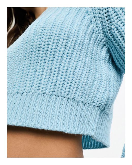 ONLY Blue Cropped Ribbed Jumper