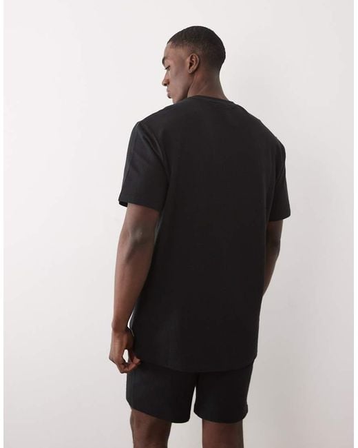 Only & Sons Black Short Sleeve Waffle T-shirt for men