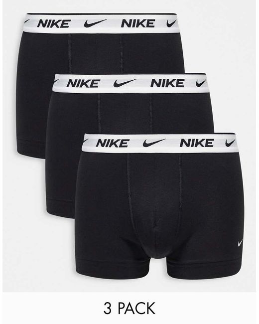 Pack De 3 Calzoncillos Negros Con Cinturillas Blancas De Algodón Elástico De Nike de hombre de color White