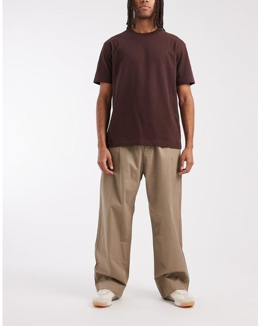 Jack & Jones Brown Pleated Front Wide Leg Trouser for men