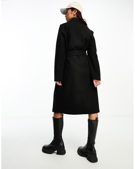 Vero Moda Black Belted Formal Midi Coat