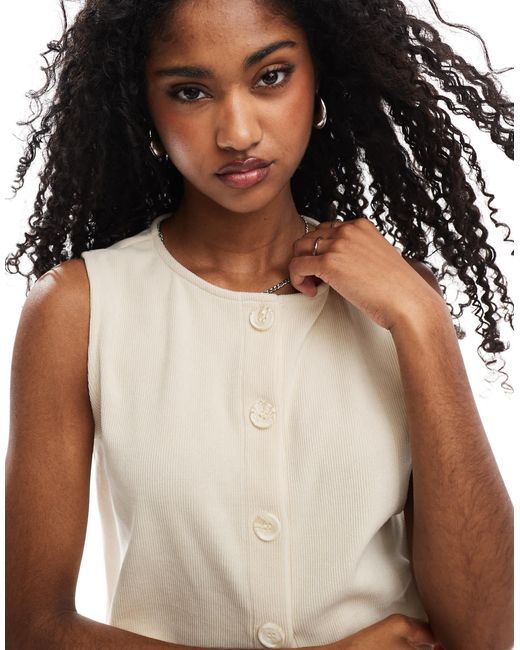 Miss Selfridge White – hochwertiges westen-top aus weichem rippstoff