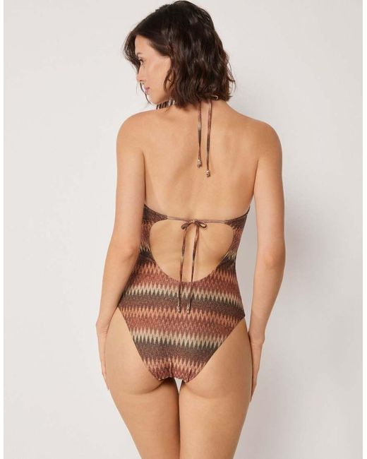 Calzedonia Brown Swimsuit Golden Chevron