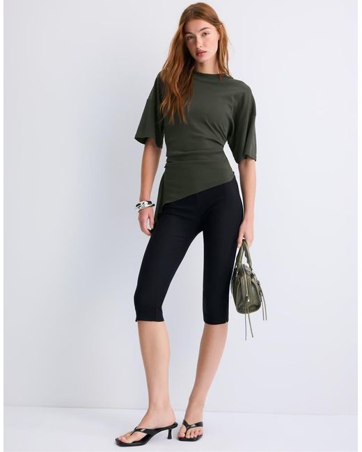 Stradivarius Green Asymmetric Short Sleeve T-shirt