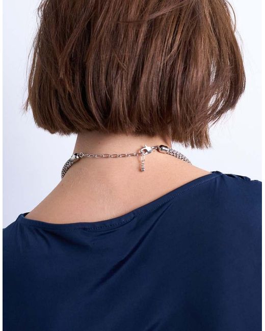 TOPSHOP Blue Maeve Floral Diamante Necklace