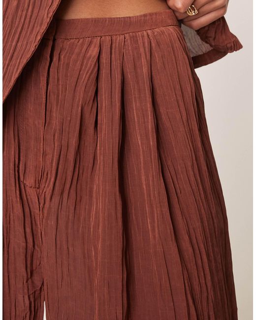 ASOS Red Sheer Crinkle Satin Wide Leg Pants