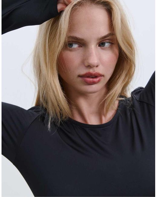 Stradivarius Body Van Polyamide Met Lange Mouwen in het Blue