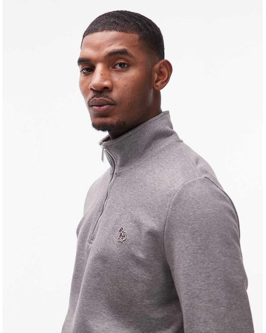 Paul Smith Gray Half-zip Logo Jumper for men