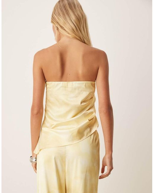 SNDY'S Natural Satin Bandeau Asymmetric Hem Top Co-ord