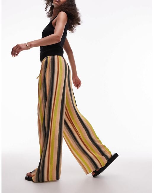 TOPSHOP Women's White Satin Tie Waist Wide Leg Pants