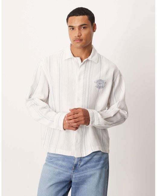 ASOS White Oversized Basket Weave Shirt for men