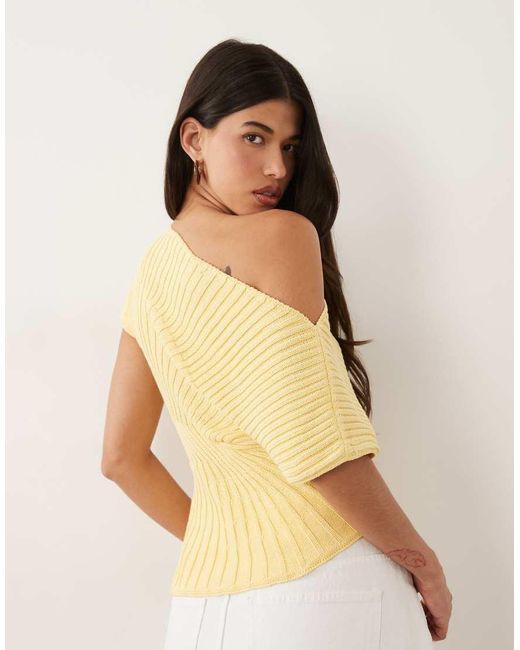 ASOS Yellow Knitted Cinched Pleated Top