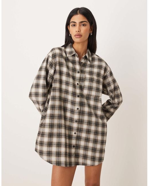 ASOS Natural Boxy Oversized Mini Shirt Dress