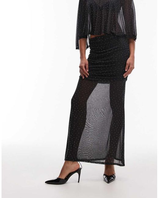 ASOS White Co-ord Sheer Mesh Hotfix Maxi Skirt