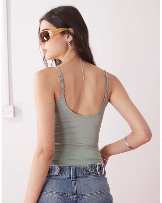 Collusion Green Deep V Cami Top