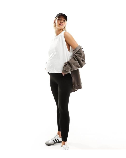 Vero Moda Black Over The Bump Seamless Ribbed Leggings