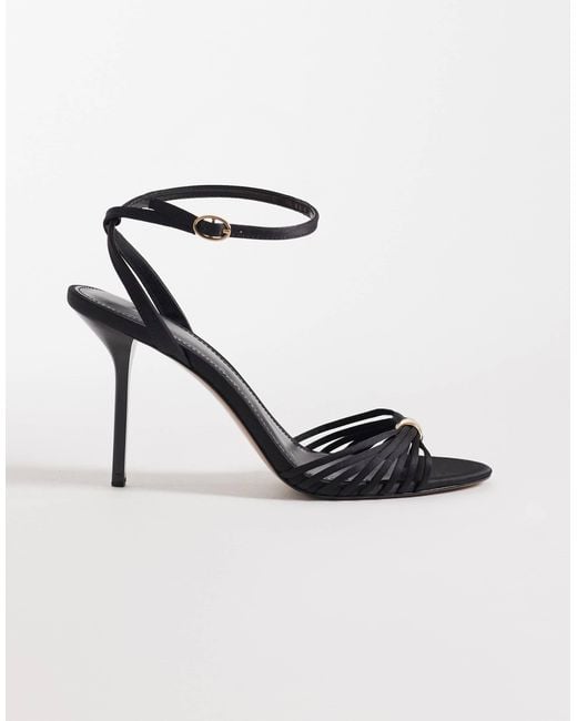 Mango White High Weaved Embelishment Heel