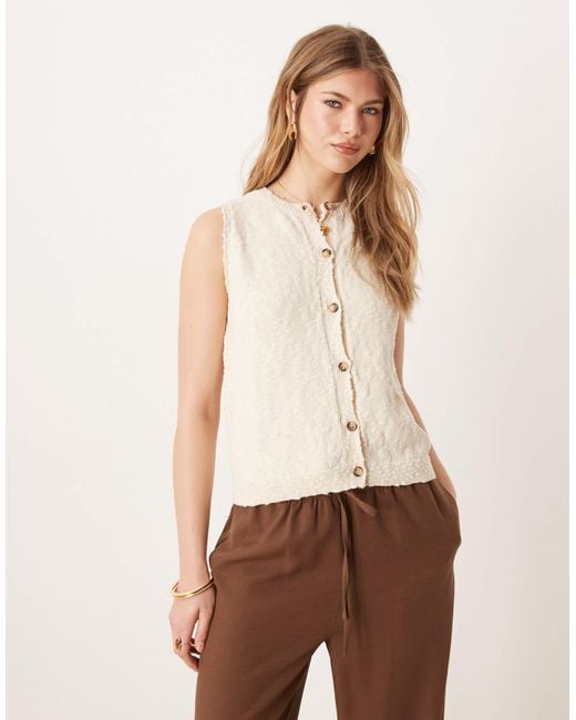 ASOS Natural Slub Knit Button Down Tank