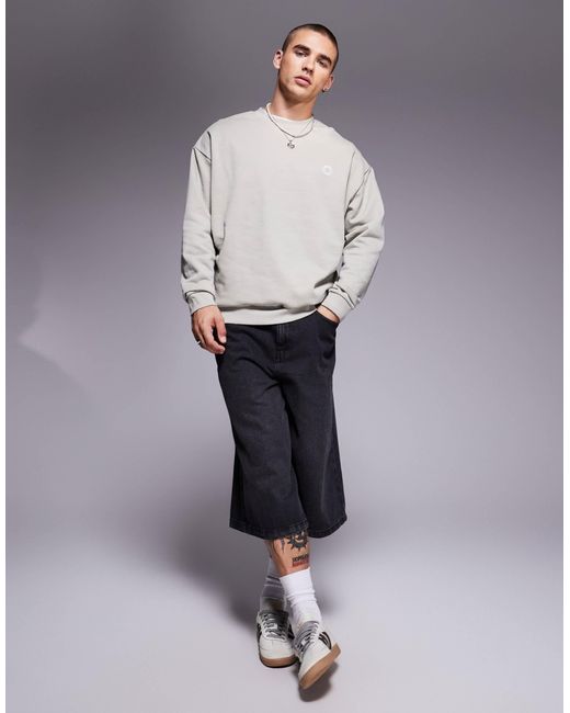 Sweat oversize avec imprimés dessous ASOS pour homme en coloris Gray