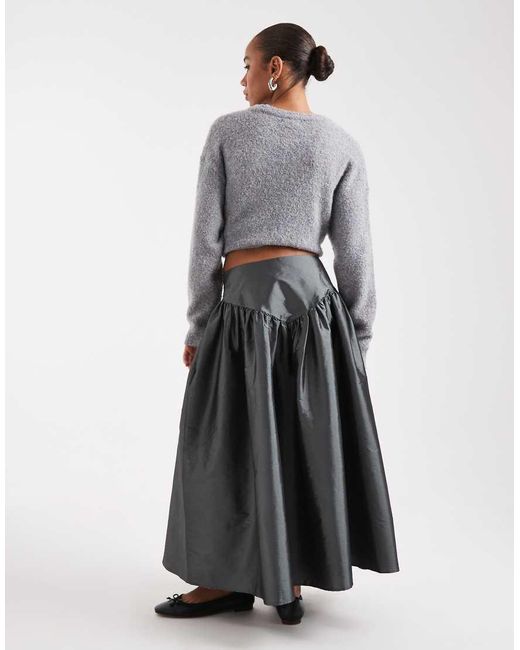 Daisy Street Gray Drop Waist Taffeta Skirt