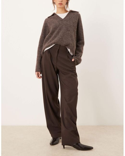 ASOS Brown Tailored Arch Barrel Trousers