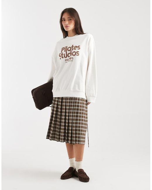 ASOS White Oversized Sweatshirt With Pilates Studio Graphic