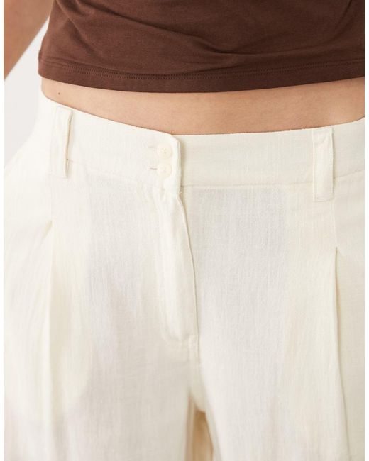 ASOS Natural Asos Design Tall Wide Leg Trousers With Pleat Detail