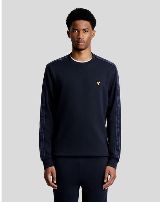 Lyle & Scott Blue Mid Layers Jacquard Tape Crew Neck for men