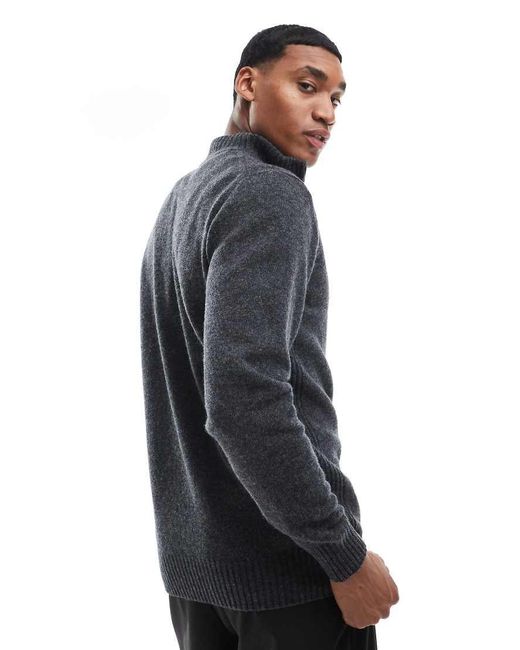 Barbour Blue Essential Lambswool Half Zip Knitted Jumper-grey for men