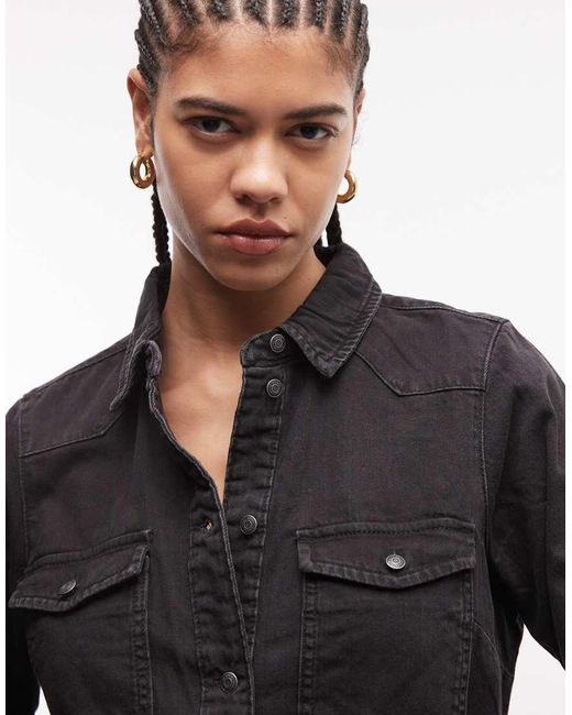 Noisy May Black Long Sleeve Denim Dress