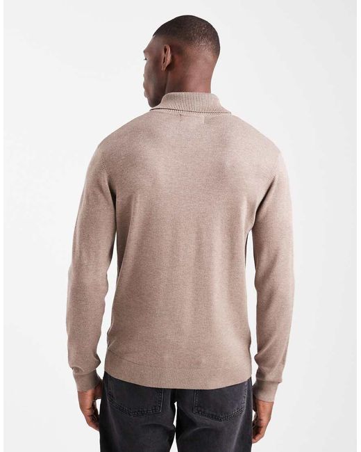 Threadbare Natural Roll Neck Jumper for men