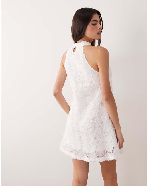 Vila Pink Floral Jacquard Halter Neck Mini Dress