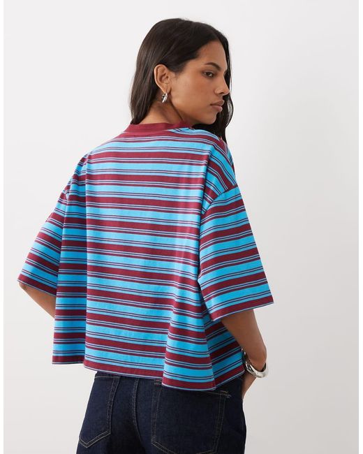 ASOS Blue Striped Boxy T-shirt