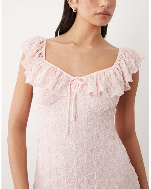 Gina Tricot Pink Frill Lace Maxi Dress