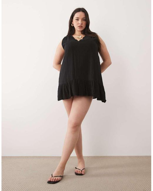 Esmee Curve Black Tie Strap Mini Beach Dress