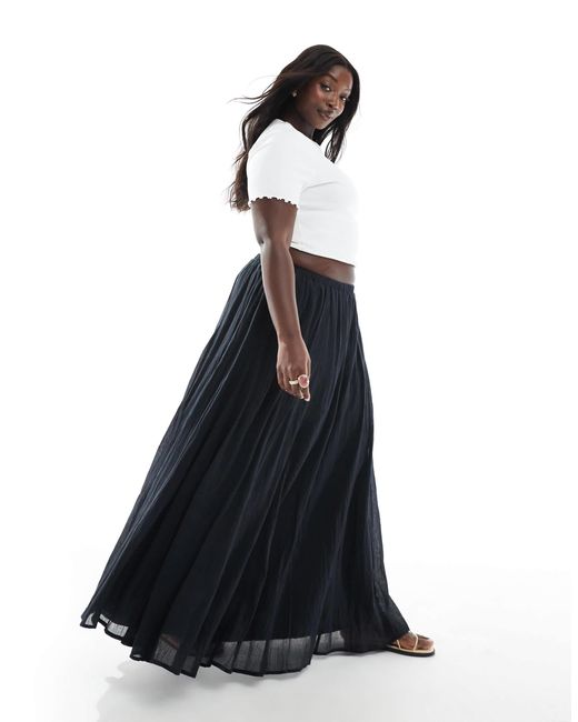 ASOS Asos Design Curve Cotton Godet Maxi Skirt in Black | Lyst