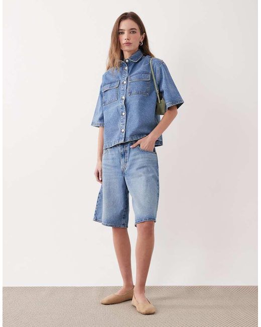 Miss Selfridge Blue Denim Boxy Shirt