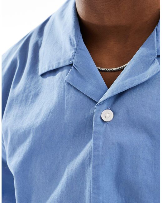 Weekday Blue Charlie Boxy Fit Short Sleeve Shirt for men
