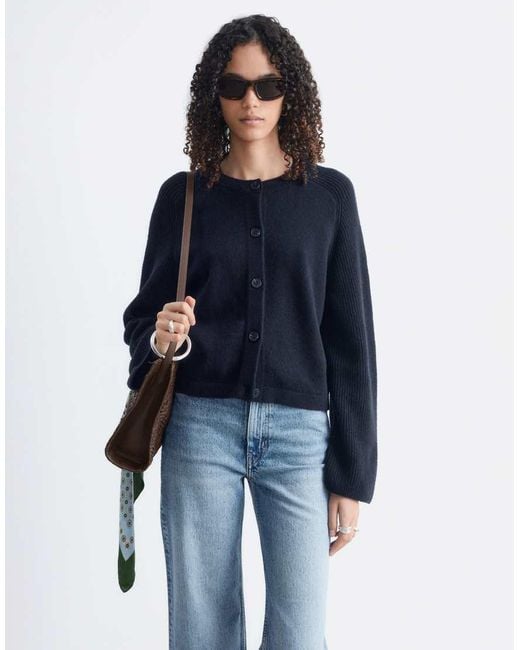 & Other Stories Blue Cotton And Wool Blend Cardigan