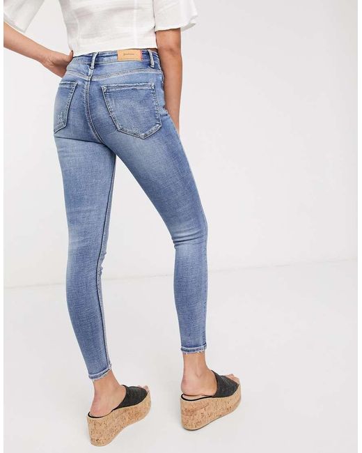Stradivarius Blue Tall Super High Waist Skinny Jeans