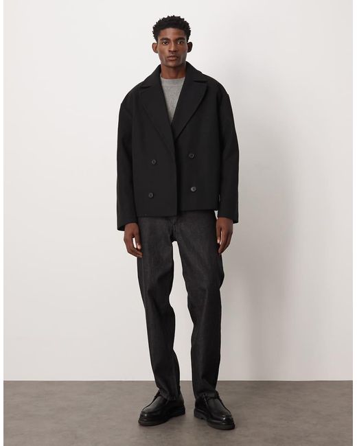 ASOS Blue Wool Look Peacoat for men