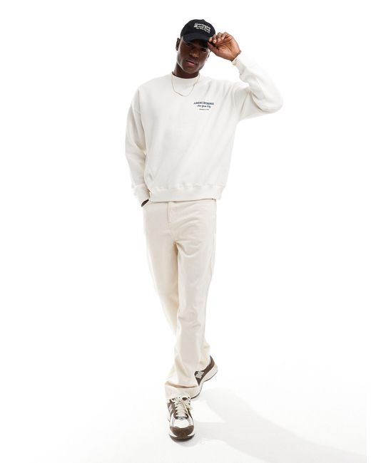Sudadera blanca con logo bordado y estampado Abercrombie & Fitch de hombre de color White