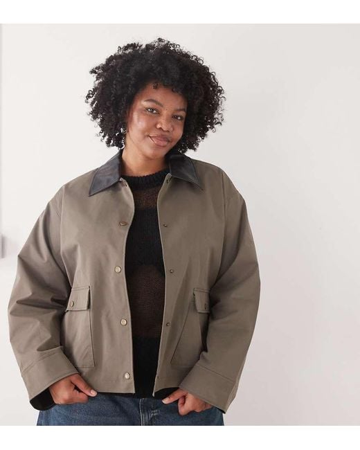 Noisy May Brown Jacket With Cuff And Collar Detail